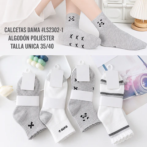 Calcetas dama #LS2302-1 talla única 35/40 la docena 