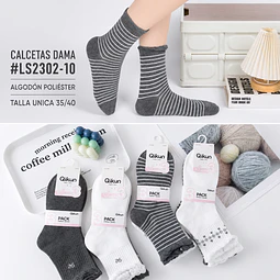 Calcetas dama #LS2302-10 talla única 35/40 la docena 