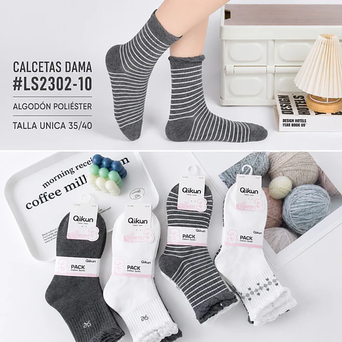 Calcetas dama #LS2302-10 talla única 35/40 la docena 