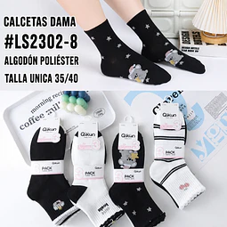 Calcetas dama #LS2302-8 talla única 35/40 la docena 