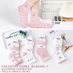 Calcetas dama #LS2302-7 talla única 35/40 la docena 