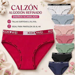Calzón algodón refinado tallas y colores surtidas la docena 