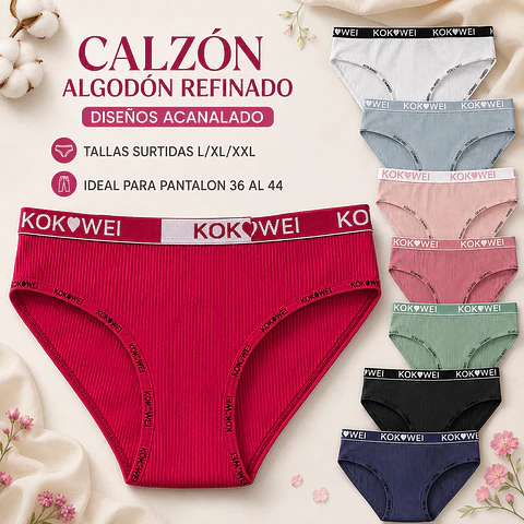 Calzón algodón refinado tallas y colores surtidas la docena 