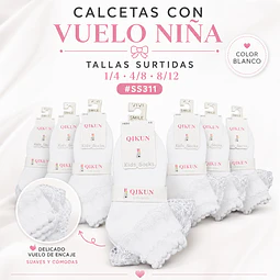 Calcetas con vuelo #SS 311 color blanco y tallas surtidas la docena 
