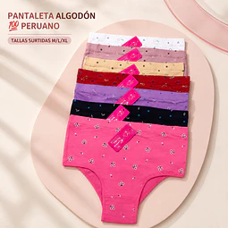 Pantaleta señora algodón💯 peruano tallas y colores surtidas la docena 