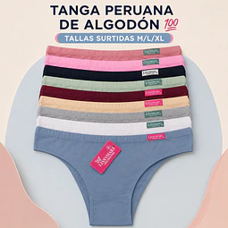 Tanga señora algodón💯 peruano tallas y colores surtidas la docena 