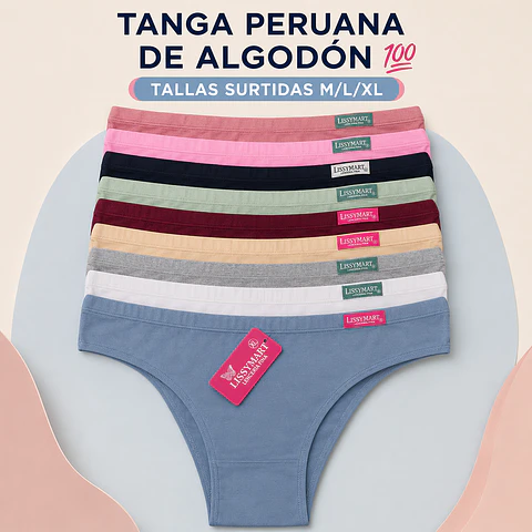 Tanga señora algodón💯 peruano tallas y colores surtidas la docena 
