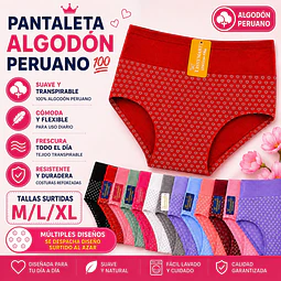 Calzón señora algodón💯 peruano tallas y colores surtidas la docena 