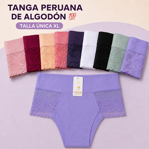 Tanga con encaje algodón💯 peruano tallas y colores surtidas la docena 