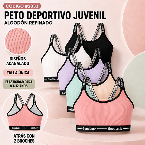 Peto niña y juvenil algodón refinado talla estándar para 8 al 12 años y colores surtidas la docena 