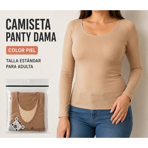 Camiseta panty dama color piel talla estadanr para juvenil y adulta la docena 