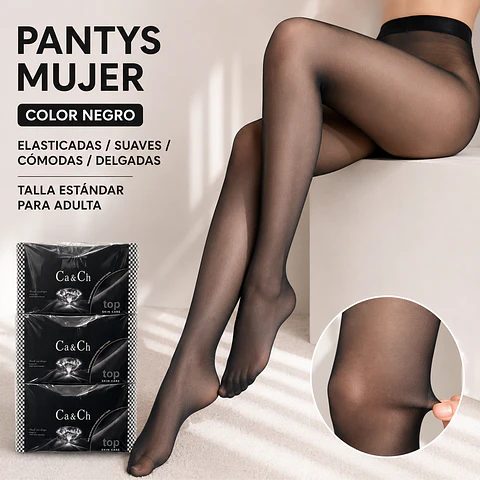 PANTYS TRANSPARENTES COLOR NEGRO TALLA ESTÁNDAR PARA ADULTA Y JUVENIL LA DOCENA 