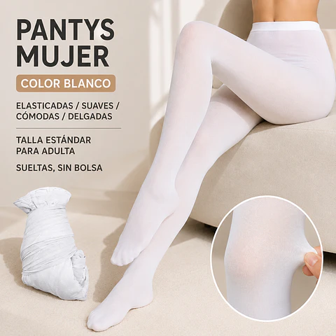 PANTYS TRANSPARENTES COLOR BLANCO TALLA ESTÁNDAR PARA ADULTA Y JUVENIL POR 10 PARES