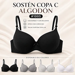 Sostén copa C tallas y colores surtidas la docena
