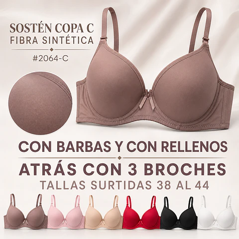 Sostén copa C tallas y colores surtidas la docena