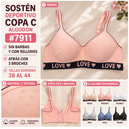 Sostén deportivo copa C tallas y colores surtidas la docena