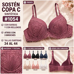 Sostén copa C tallas y colores surtidas la docena