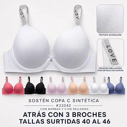 Sostén copa C tallas y colores surtidas la docena