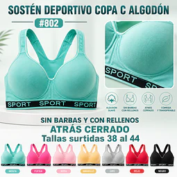 Sostén deportivo copa C tallas y colores surtidas la docena