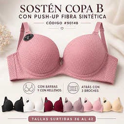 Sostén copa B tallas y colores surtidas la docena