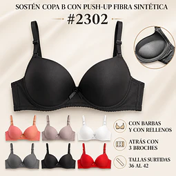 Sostén copa B tallas y colores surtidas la docena
