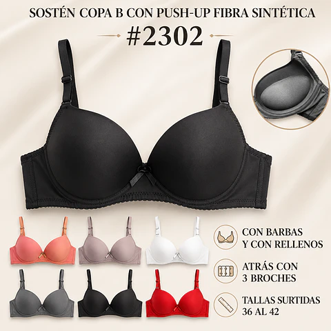 Sostén copa B tallas y colores surtidas la docena