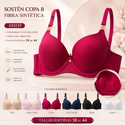 Sostén copa B tallas y colores surtidas la docena