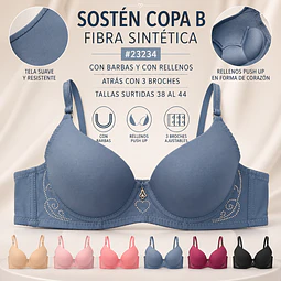 Sostén copa B tallas y colores surtidas la docena