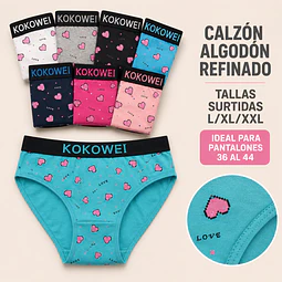 Calzón algodón Banda elástica ancha tallas y colores surtidas la docena 