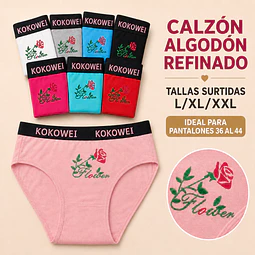 Calzón algodón Banda elástica ancha tallas y colores surtidas la docena 