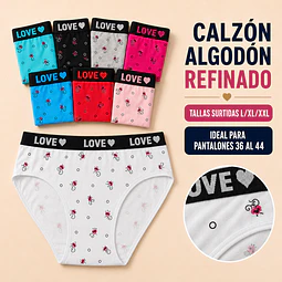 Calzón algodón Banda elástica ancha tallas y colores surtidas la docena 