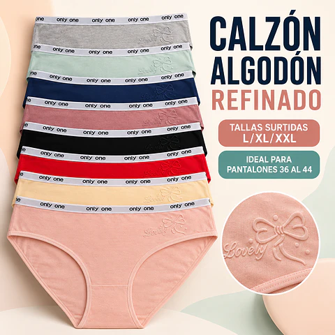 Calzón algodón Banda elástica ancha tallas y colores surtidas la docena 