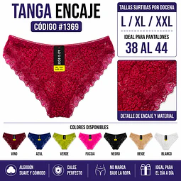 Tanga con encajes tallas y colores surtidas la docena 