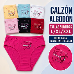 Calzón algodón tallas y colores surtidas la docena 