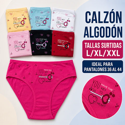 Calzón algodón tallas y colores surtidas la docena 