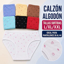 Calzón algodón tallas y colores surtidas la docena 
