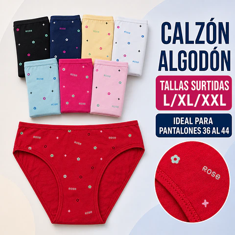 Calzón algodón tallas y colores surtidas la docena 