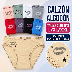 Calzón algodón tallas y colores surtidas la docena 