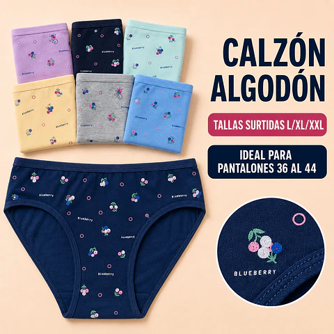 Calzón algodón tallas y colores surtidas la docena 