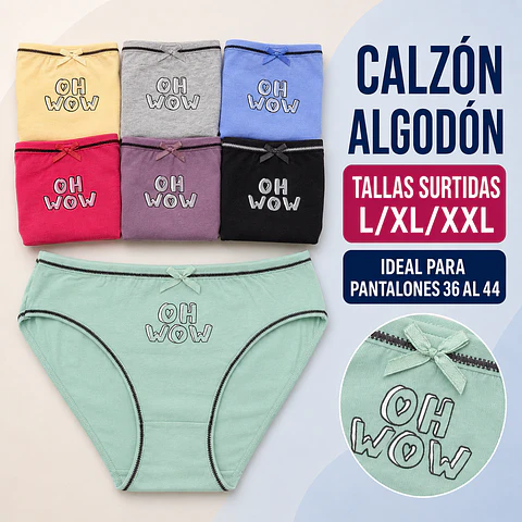 Calzón algodón tallas y colores surtidas la docena 