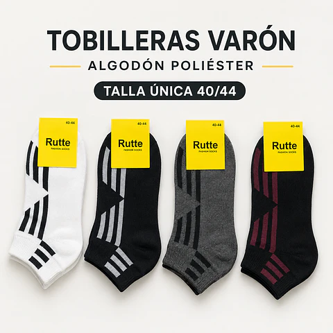 Tobilleras varón algodón poliéster OFERTA talla única y colores surtidas la docena 