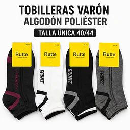 Tobilleras varón algodón poliéster OFERTA talla única y colores surtidas la docena 