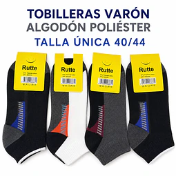 Tobilleras varón algodón poliéster OFERTA talla única y colores surtidas la docena 