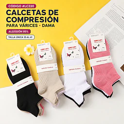 CALCETAS DAMA DE COMPRESIÓN PARA VÁRICES TALLA ÚNICA Y COLORES SURTIDAS LA DOCDNA 