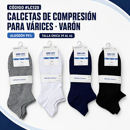 CALCETAS VARÓN DE COMPRESIÓN PARA VÁRICES TALLA ÚNICA Y COLORES SURTIDAS LA DOCDNA