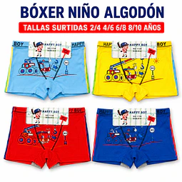 Boxer niño algodón tallas y colores surtidas la docena 