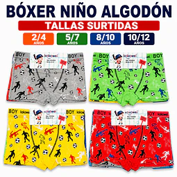 Boxer niño algodón tallas y colores surtidas la docena 