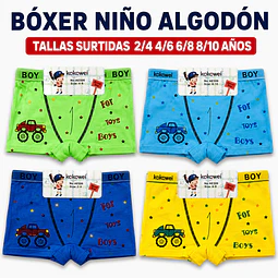 Boxer niño algodón tallas y colores surtidas la docena 