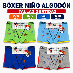 Boxer niño algodón tallas y colores surtidas la docena 