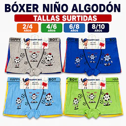 Boxer niño algodón tallas y colores surtidas la docena 